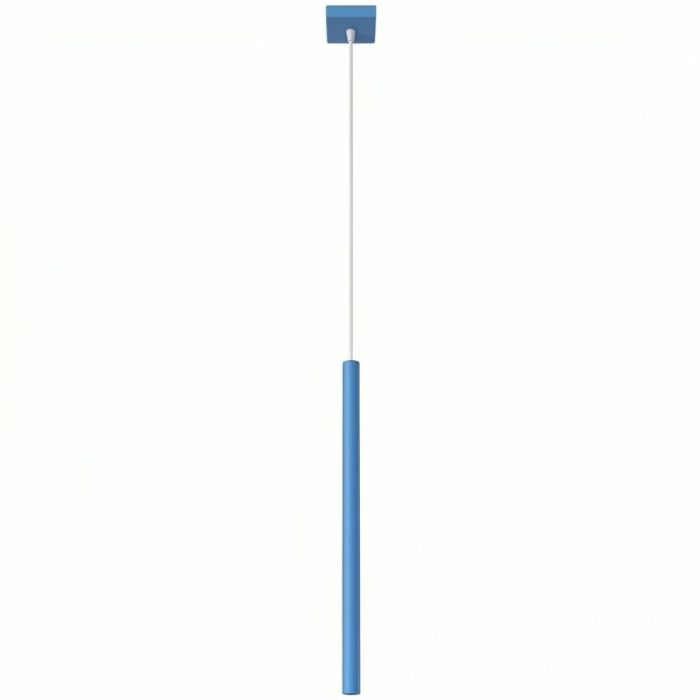 lichtblauw buisvormige hanglamp met een kap met een diameter van 25 mm en een hoogte van 50 cm