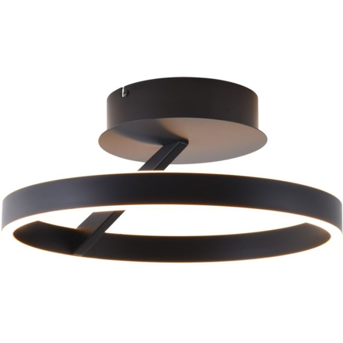 Freelight Pilota zwarte plafonnière van 40cm in diameter met cirkelvormige ring met geïntegreerde LED