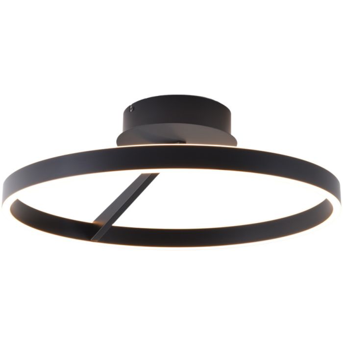 Freelight Pilota zwarte plafonnière van 55cm in diameter met cirkelvormige ring met geïntegreerde LED