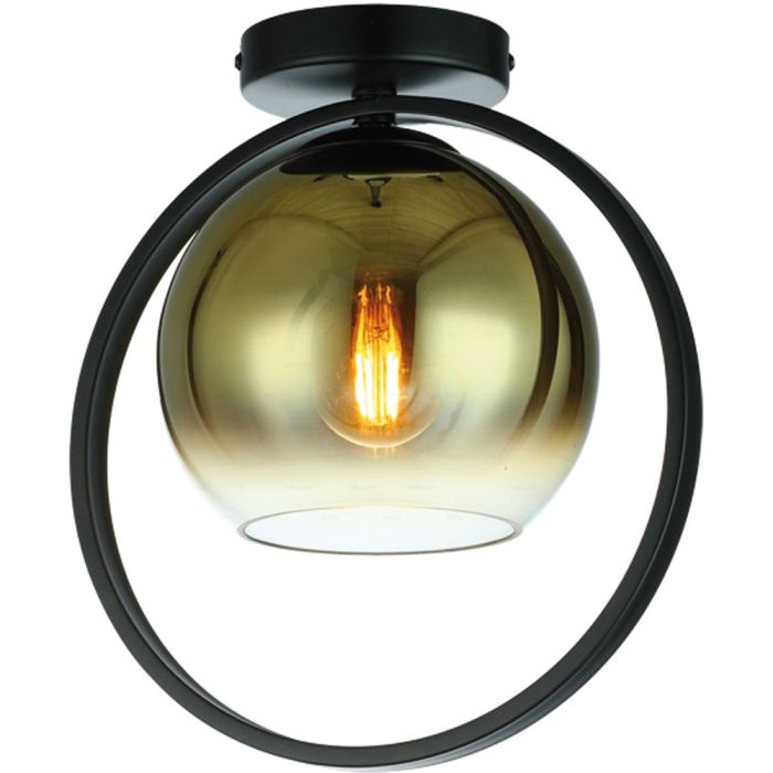 Freelight Aureol PL2231GD zwarte plafondlamp met goud glas