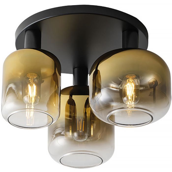 Frelight Vario PL2633GD zwarte plafondlamp met goud glas