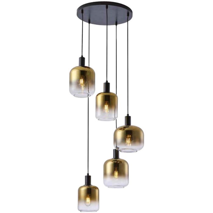 Freelight Vario PL2635GD zwarte hanglamp met goud glas