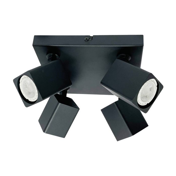 Freelight Quadro PL3344Z vierkante zwarte spot met vier vierkante spotjes
