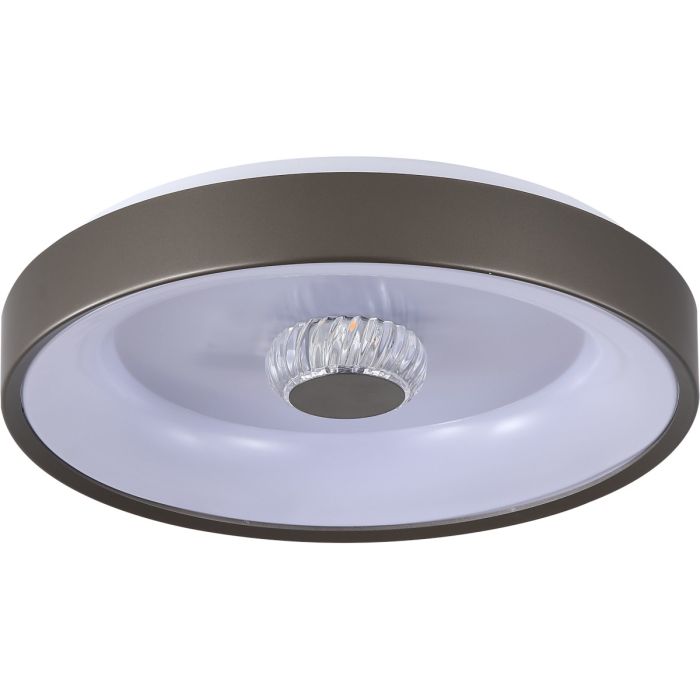 Searchlight Polka plafonnière van 38,5cm in diameter met een koffiebruine rand en een kunststof kristallen binnenstuk en geïntegreerde LED