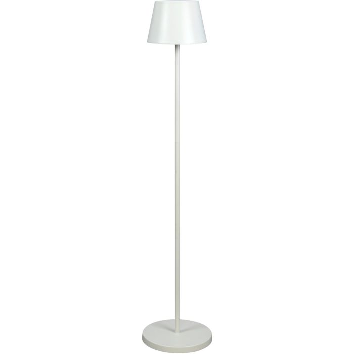 Konstsmide Pomezia witte aluminium IP54 terraslamp van 124 cm hoog met rond kapje