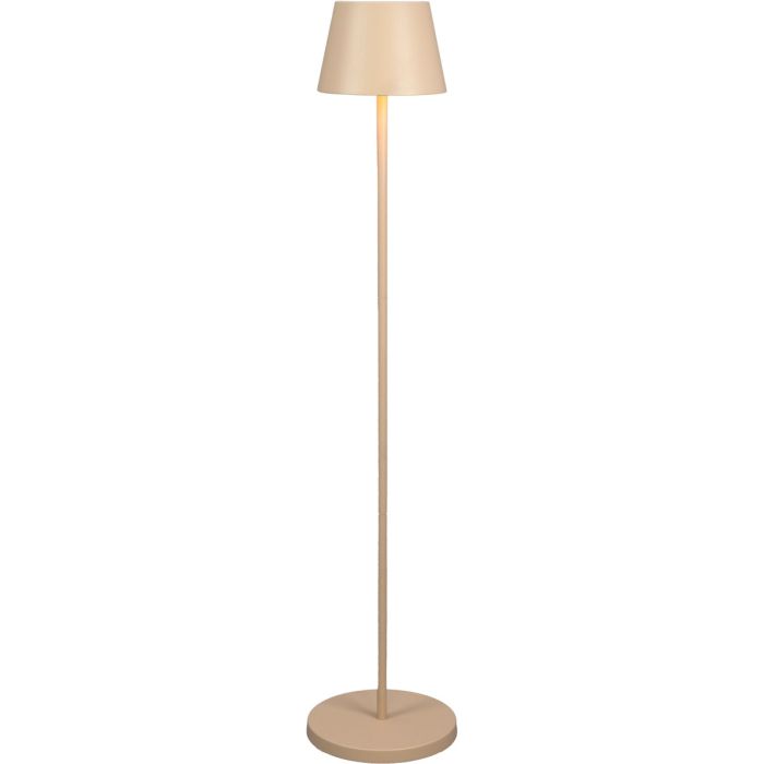 Konstsmide Pomezia zandkleurige aluminium IP54 terraslamp van 124 cm hoog met rond kapje