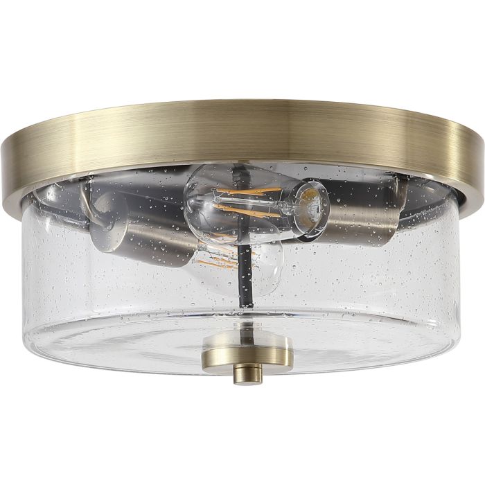 Searchlight Preston antiek bronzen plafondlamp voor de badkamer met een helder glazen kap met spikkels en twee ST64 LED lampen
