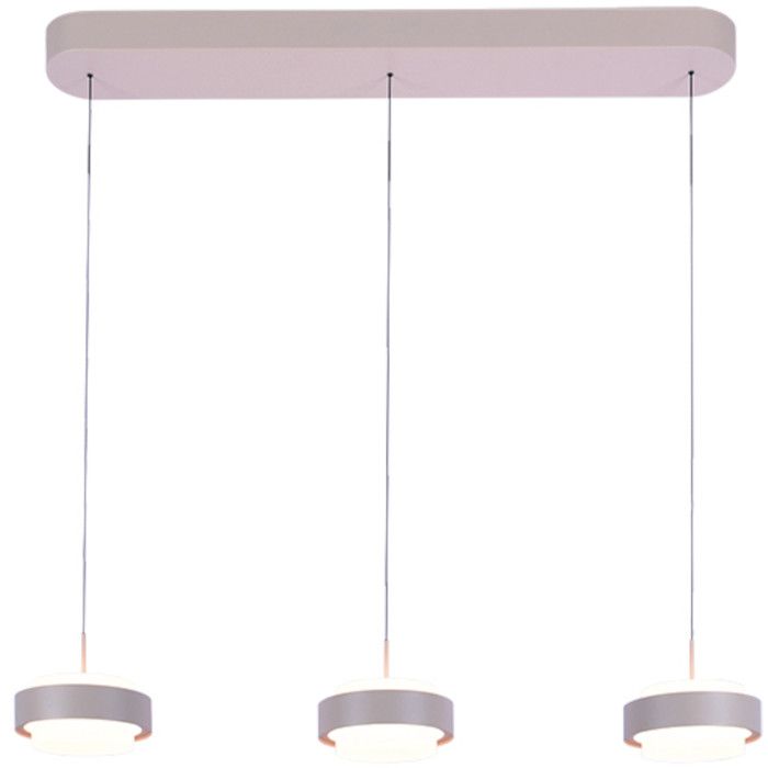 Freelight Puleggia creme kleurige hanglamp van 90 cm lang met drie pendels met geïntegreerde LED en katrolsysteem voor de hoogte