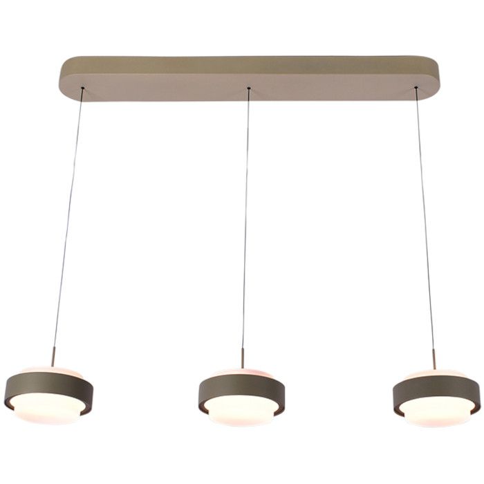 Freelight Puleggia olijf groene hanglamp van 90 cm lang met drie pendels met geïntegreerde LED en katrolsysteem voor de hoogte