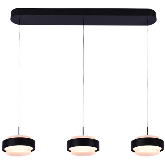 Freelight Puleggia zwarte hanglamp van 90 cm lang met drie pendels met geïntegreerde LED en katrolsysteem voor de hoogte