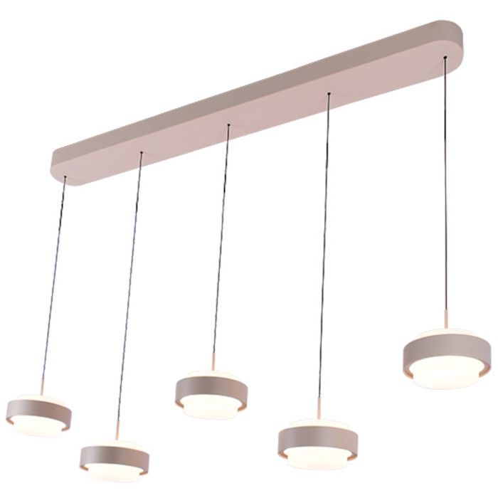 Freelight Puleggia creme kleurige hanglamp van 140 cm lang met vijf pendels met geïntegreerde LED en katrolsysteem voor de hoogte