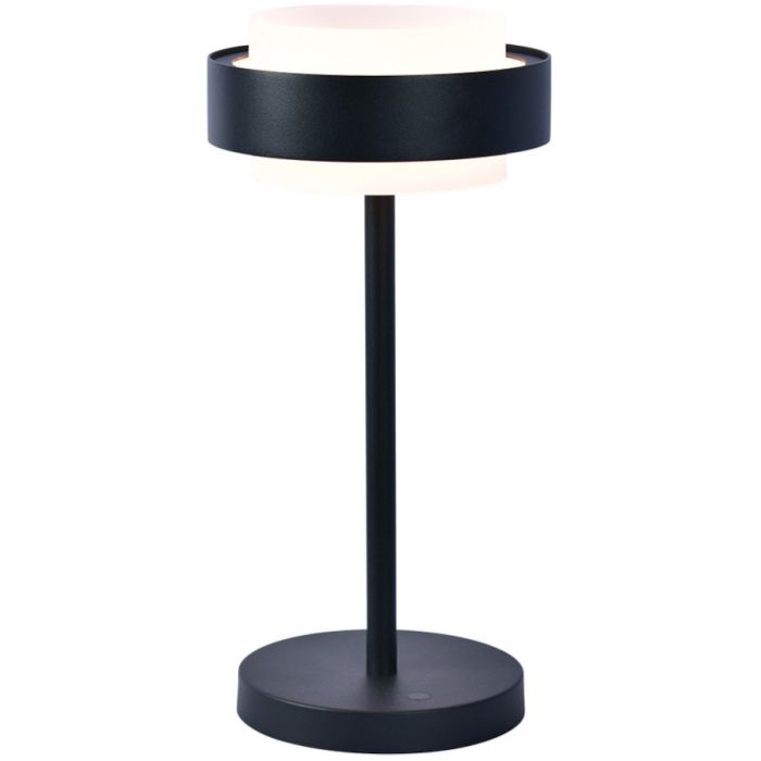 Freelight Puleggia zwarte tafellamp van 36,5 cm hoog met geïntegreerde LED voor licht rondom met dimmer op de voet
