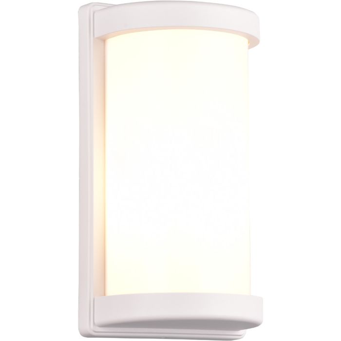 Trio Puelo mat witte buitenlamp van 27,5 cm lang met groot wit kunststof half ronde venster