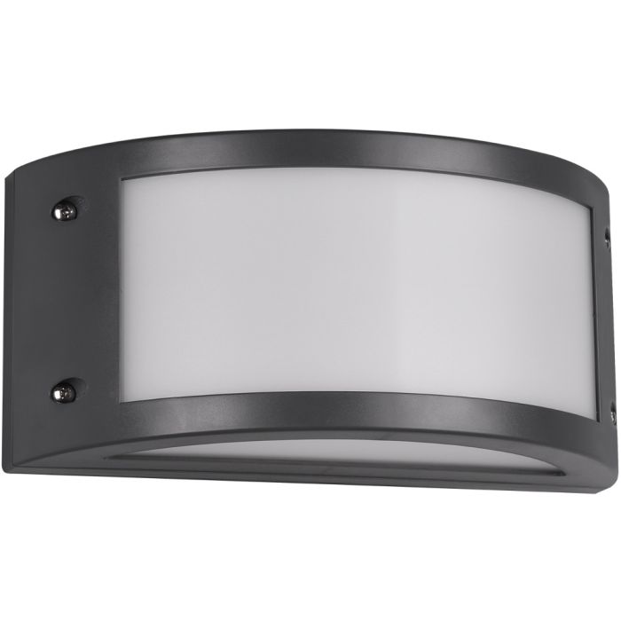 Trio Kendal antraciet grijze wandlamp voor buiten van 24,8 cm breed en wit kunststof gebogen venster