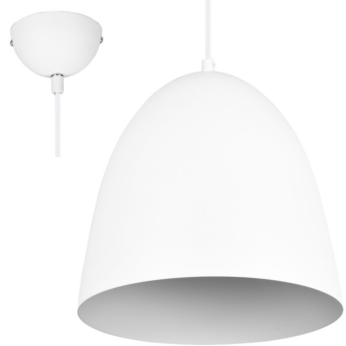 Trio Tilda mat witte hanglamp met eivormige metalen kap van 25 cm in diameter