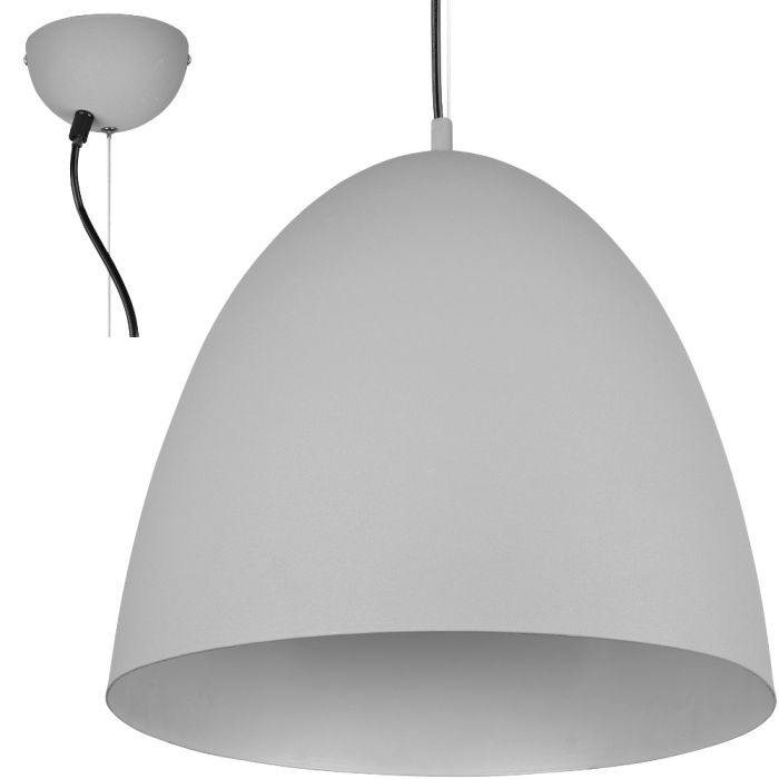 Trio Tilda grijze hanglamp met eivormige metalen kap van 40 cm in diameter