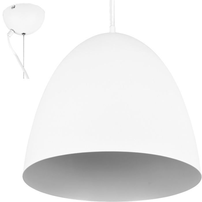 Trio Tilda mat witte hanglamp met eivormige metalen kap van 40 cm in diameter