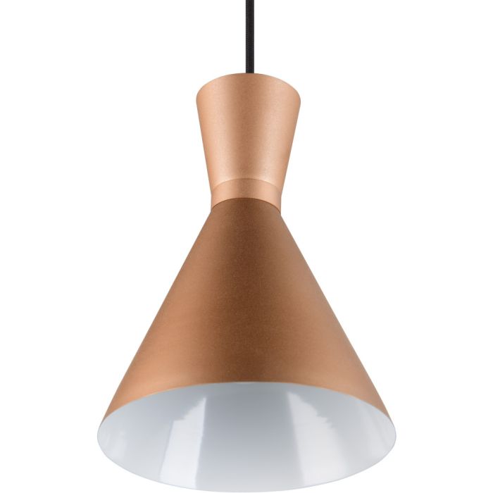 Trio Enzo koffiebruine hanglamp met zandloper vormige metalen kap met een diameter van 20 cm