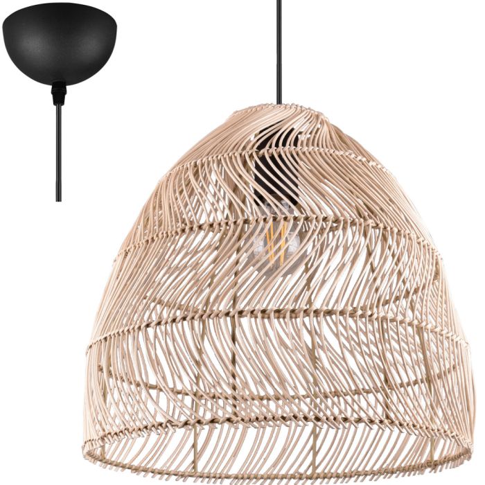 Trio Rike rotan hanglamp met een diameter van 35cm
