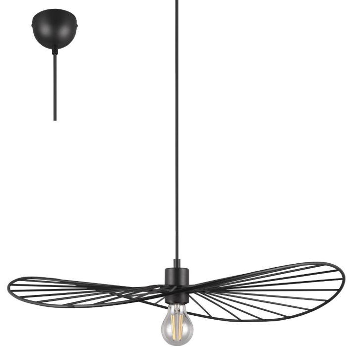 Trio Chapeau zwarte hanglamp van staaldraad met een diameter van 60 cm