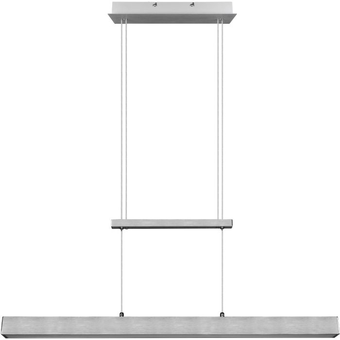 Reality Paros staal kleurige hanglamp van 90 cm lang met trekpendel en balk met geintegreerde LED
