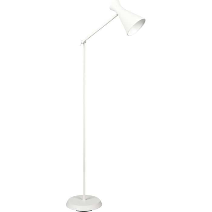 Trio Enzo mat witte leeslamp van 150 cm hoog met scharnierende arm met kapje van metaal