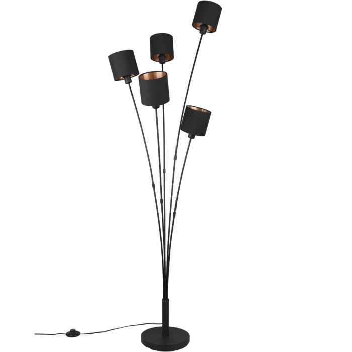Trio Tommy R46335979 vloerlamp met zwarte kapjes van textiel