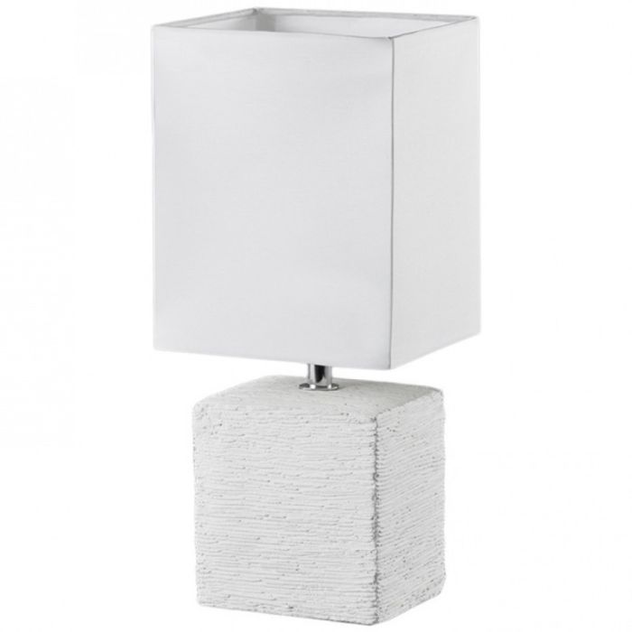 Trio Ping R50131001 tafellamp met wit vierkant voetje van keramiek en een wit rechthoekige lampenkap van textiel