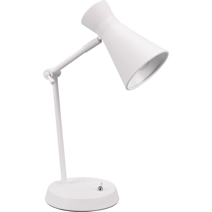 Trio Enzo R50781031 mat witte tafellamp met scharnierende arm en metalen spot