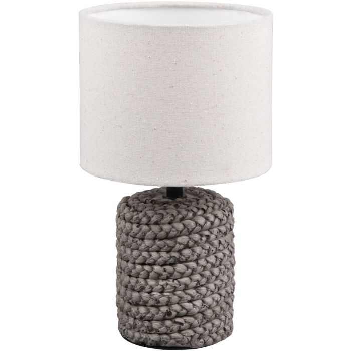 Trio Mala R50941044 tafellamp met een met touw omwikkelde voet en een beige kap van textiel