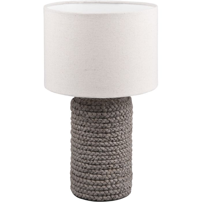 Trio Mala R50941944 tafellamp met een met touw omwikkelde hoge voet en een beige kap van textiel