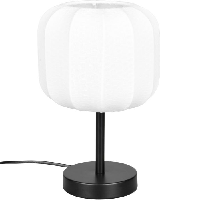 Casalum Madeline R51971001 zwarte tafellamp met kap van wit textiel