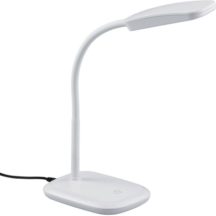 Trio Boa R52431101 witte bureaulamp van kunststof met flexibele hals