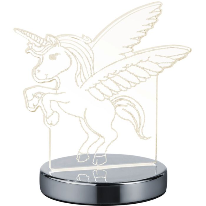 Trio Karo R52491106 kinderlamp met oplichtende tekening van een eenhoorn in plexiglas