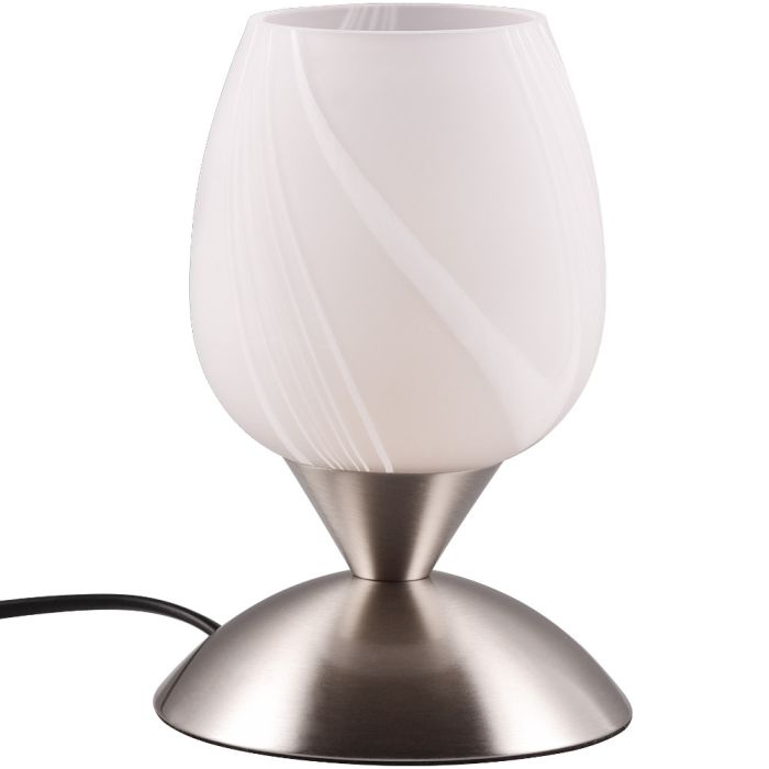 Trio Cup R59441001 mat staal tafellampje in bekervorm met albast glas