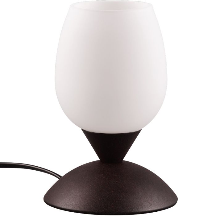 Trio Cup R59441024 roestbruin tafellampje in bekervorm met wit glazen beker