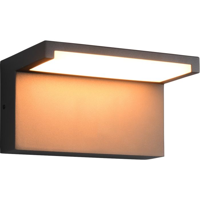 Trio Ravi antraciet grijze wandlamp van 18 cm breed geschikt voor kustgebieden met een LED paneel naar beneden gericht