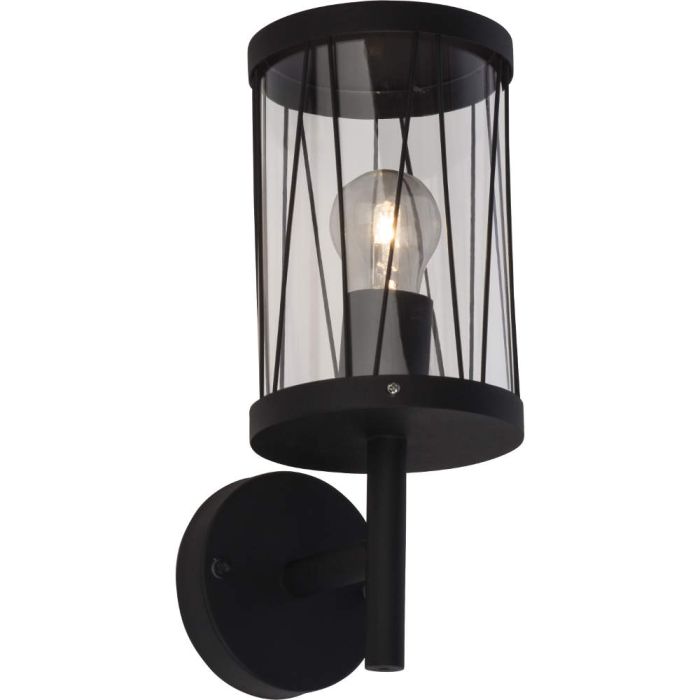 Brilliant Reed 44681/63 zwarte staande buiten wandlamp met cilindervormig glas en spijlen