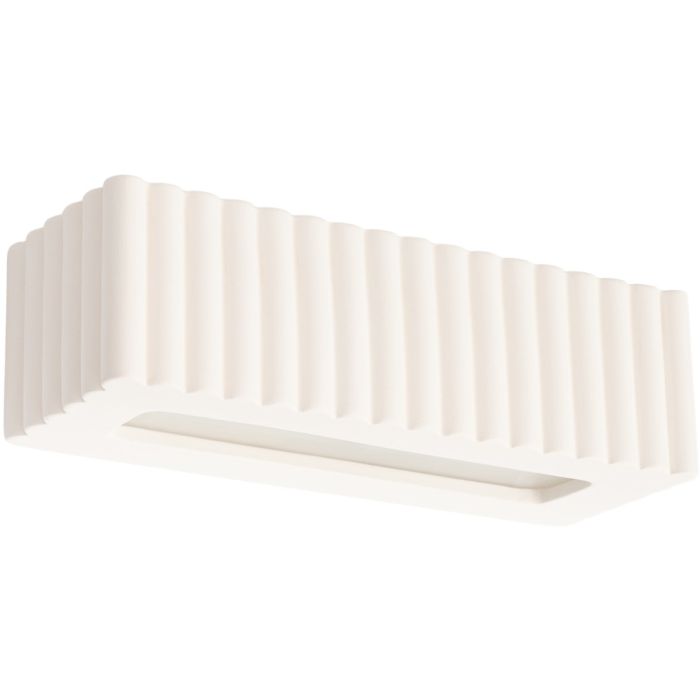 Sollux Rigata wit geribbelde up en down wandlamp van keramiek van 34 cm breed en 12 cm diep
