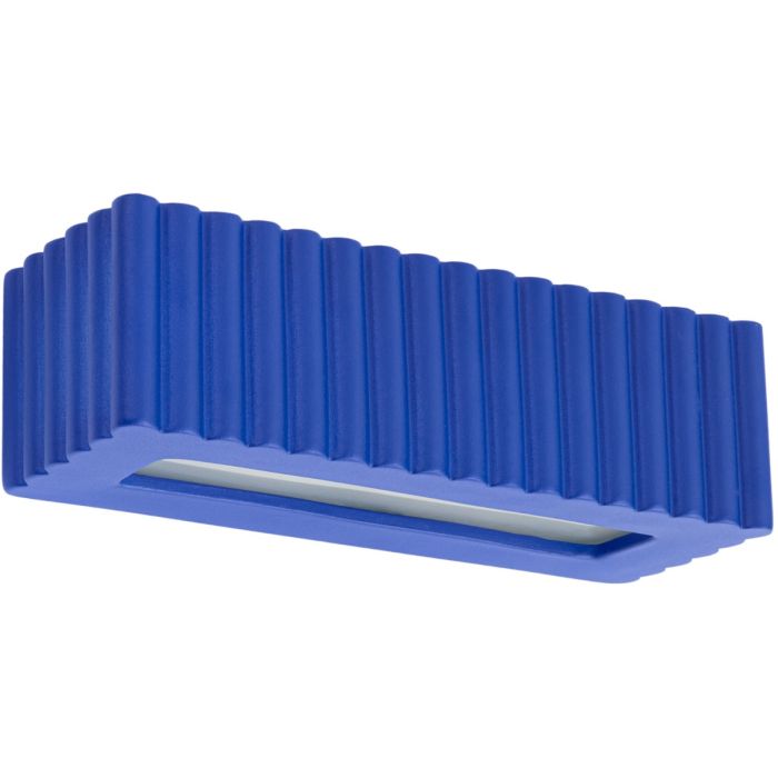 Sollux Rigata marine blauw geribbelde up en down wandlamp van keramiek van 34 cm breed en 12 cm diep