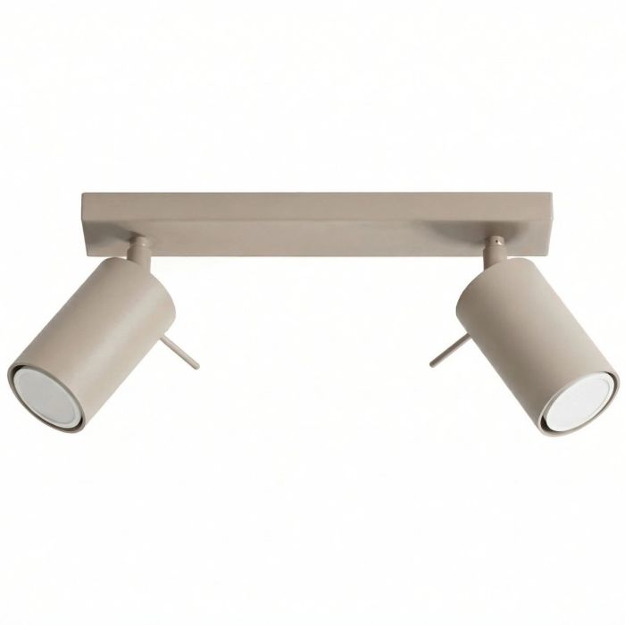 taupe kleurig metalen dubbele plafondspot van 30 cm breed