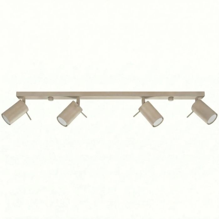 taupe kleurig metalen plafondspot van 80 cm lang met vier spotjes