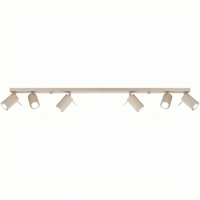 taupe kleurige metalen plafondspot van 118 cm lang met zes spotjes