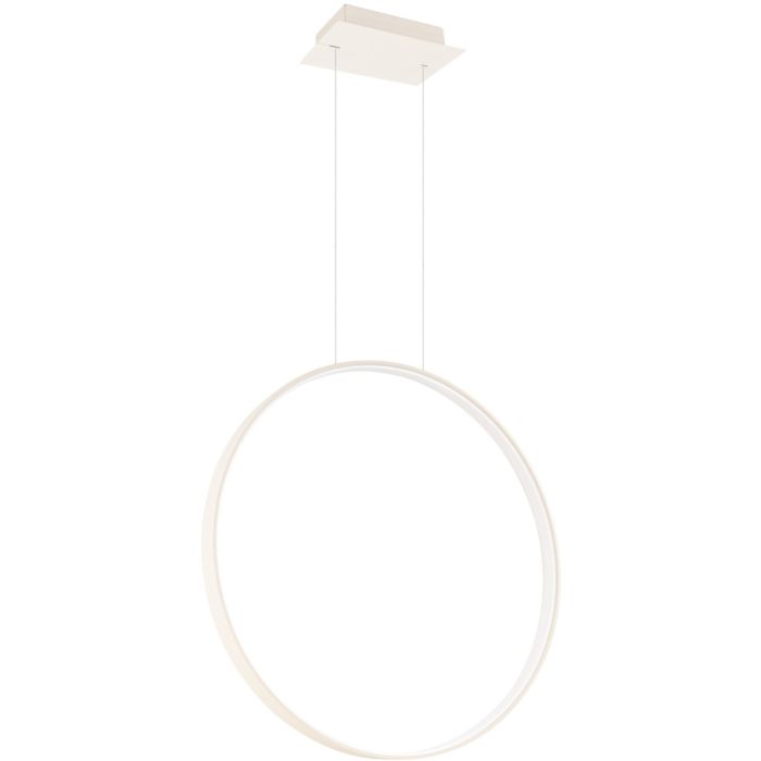 Hanglamp Rio beige cirkelvormige spiegellamp met een diameter van 110 cm en geïntegreerde LED aan de binnenzijde van de ring