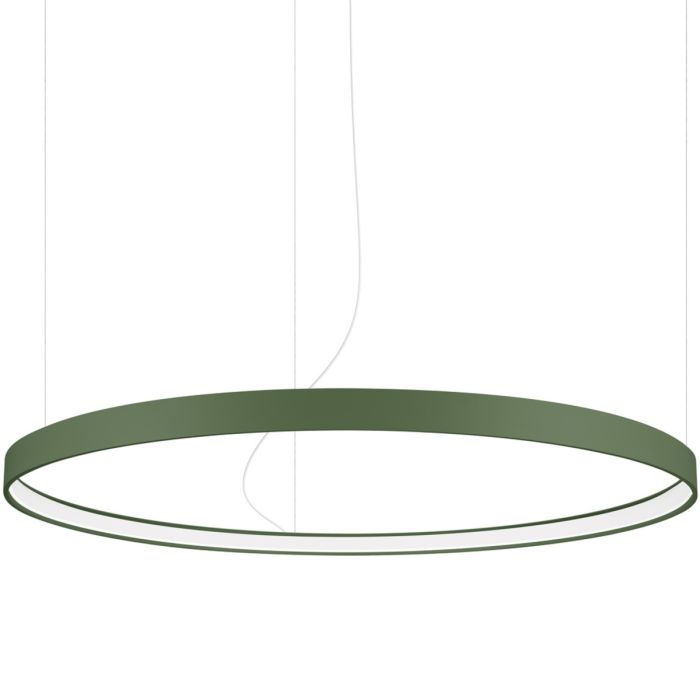 Olijfgroene cirkelvormige hanglamp Rio met een diameter van 110 cm en een LED ring aan de binnenzijde