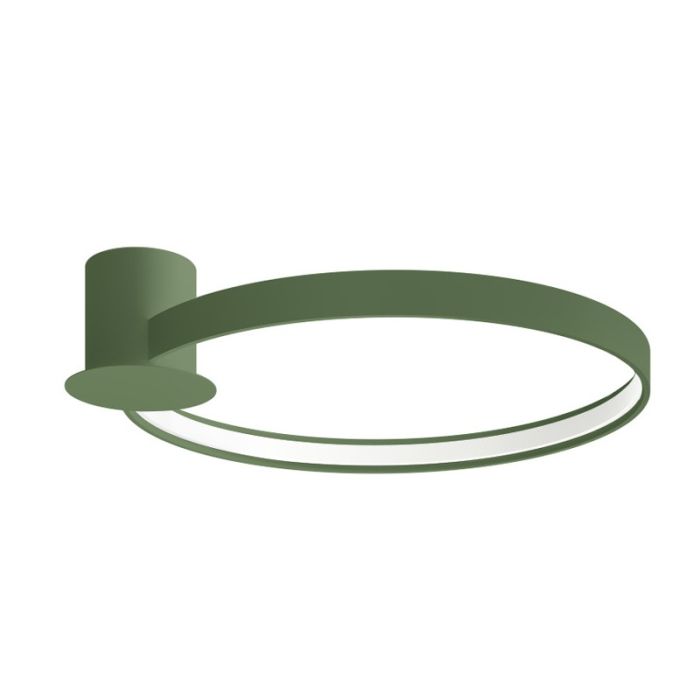 Olijfgroene ringvormige plafondlamp Rio met een diameter van 55 cm met een LED ring aan de binnenzijde