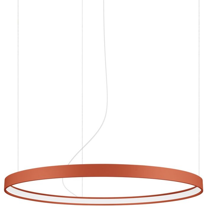 Okerrode ringvormige hanglamp Rio met een diameter van 78 cm met een LED ring aan de binnenzijde