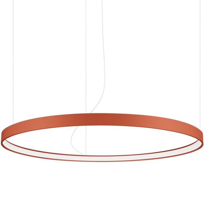 Okerrode ringvormige hanglamp Rio met een diameter van 110 cm met een LED ring aan de binnenzijde