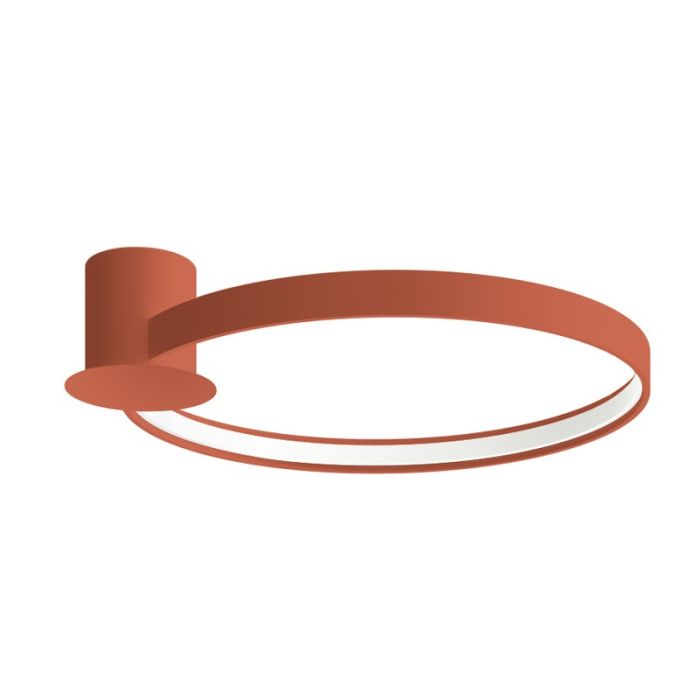Okerrode ringvormige plafonniere Rio met een diameter van 55 cm met een LED ring aan de binnenzijde