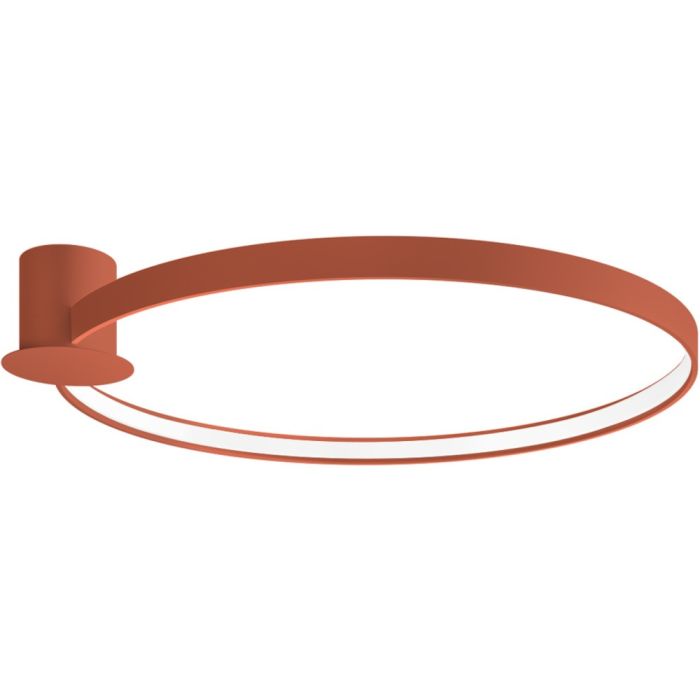 Okerrode ringvormige plafondlamp Rio met een diameter van 78 cm met een LED ring aan de binnenzijde